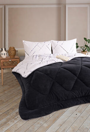 ETE HOMETEX ÇİFT KİŞİLİK LÜX WELSOFT YORGAN SETİ 195X215CM YANSIMA ANTRASİT 8696474231938