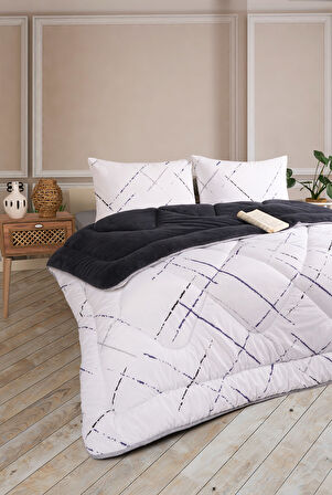 ETE HOMETEX ÇİFT KİŞİLİK LÜX WELSOFT YORGAN SETİ 195X215CM YANSIMA ANTRASİT 8696474231938