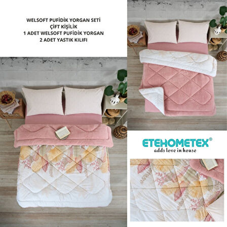 ETE HOMETEX ÇİFT KİŞİLİK LÜX WELSOFT YORGAN SETİ 195X215CM ALENA PUDRA 8696474231939