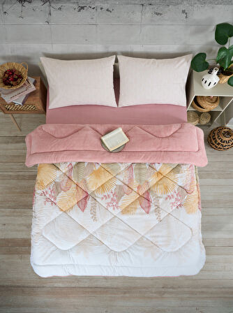 ETE HOMETEX ÇİFT KİŞİLİK LÜX WELSOFT YORGAN SETİ 195X215CM ALENA PUDRA 8696474231939