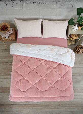 ETE HOMETEX ÇİFT KİŞİLİK LÜX WELSOFT YORGAN SETİ 195X215CM ALENA PUDRA 8696474231939