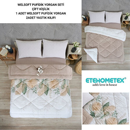 ETE HOMETEX ÇİFT KİŞİLİK LÜX WELSOFT YORGAN SETİ 195X215CM ALENA BEJ 8696474231940