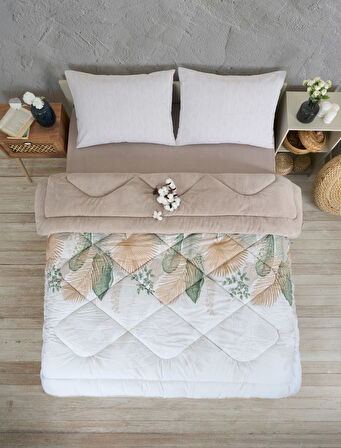 ETE HOMETEX ÇİFT KİŞİLİK LÜX WELSOFT YORGAN SETİ 195X215CM ALENA BEJ 8696474231940