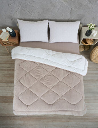 ETE HOMETEX ÇİFT KİŞİLİK LÜX WELSOFT YORGAN SETİ 195X215CM ALENA BEJ 8696474231940