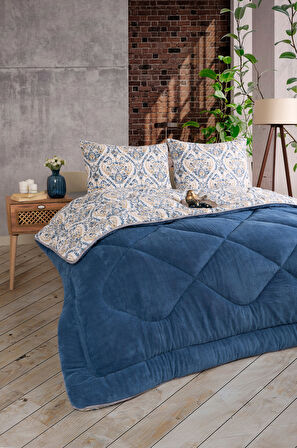 ETE HOMETEX ÇİFT KİŞİLİK LÜX WELSOFT YORGAN SETİ 195X215CM AKSU İNDİGO 8696474231943