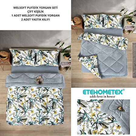 ETE HOMETEX ÇİFT KİŞİLİK LÜX WELSOFT YORGAN SETİ 195X215CM ASYA GRİ 8696474231944