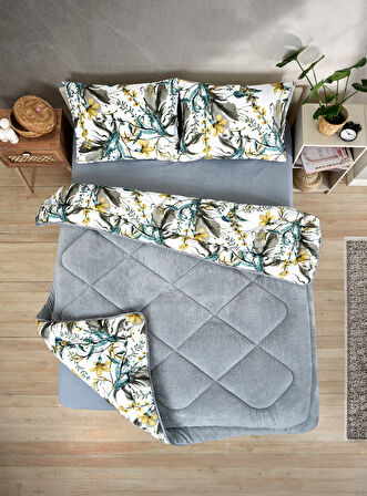 ETE HOMETEX ÇİFT KİŞİLİK LÜX WELSOFT YORGAN SETİ 195X215CM ASYA GRİ 8696474231944