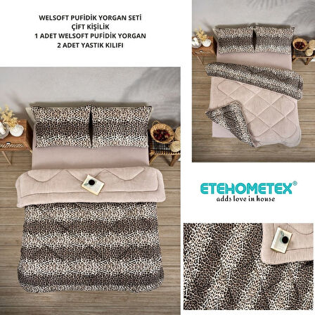 ETE HOMETEX ÇİFT KİŞİLİK LÜX WELSOFT YORGAN SETİ 195X215CM LEOPAR BEJ 8696474231945