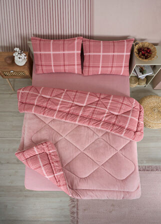 ETE HOMETEX ÇİFT KİŞİLİK LÜX WELSOFT YORGAN SETİ 195X215CM SAFİR PUDRA 8696474231949