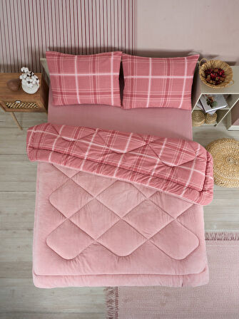 ETE HOMETEX ÇİFT KİŞİLİK LÜX WELSOFT YORGAN SETİ 195X215CM SAFİR PUDRA 8696474231949