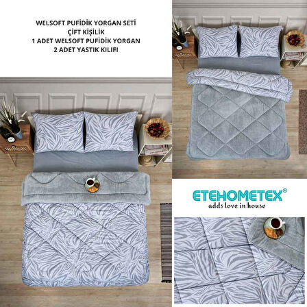 ETE HOMETEX ÇİFT KİŞİLİK LÜX WELSOFT YORGAN SETİ 195X215CM ZEBRA GRİ 8696474231950