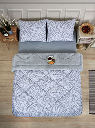 ETE HOMETEX ÇİFT KİŞİLİK LÜX WELSOFT YORGAN SETİ 195X215CM ZEBRA GRİ 8696474231950