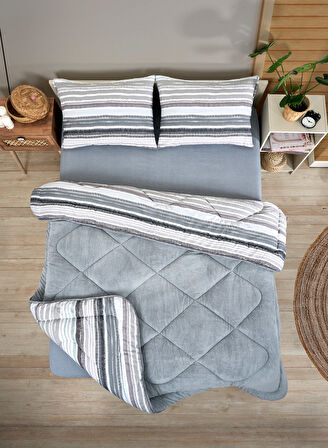 ETE HOMETEX ÇİFT KİŞİLİK LÜX WELSOFT YORGAN SETİ 195X215CM TASEL GRİ 8696474231951