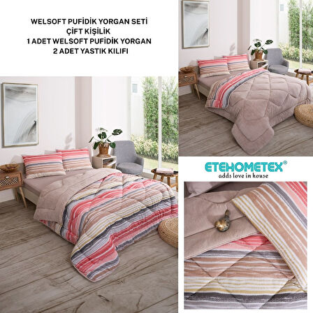 ETE HOMETEX ÇİFT KİŞİLİK LÜX WELSOFT YORGAN SETİ 195X215CM TASEL BEJ 8696474231952