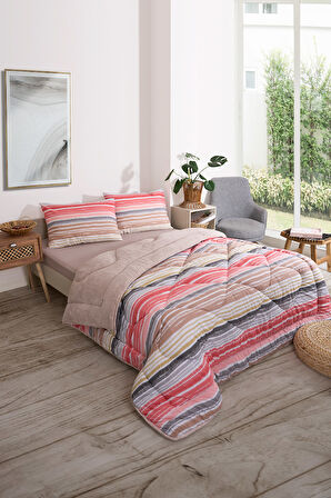 ETE HOMETEX ÇİFT KİŞİLİK LÜX WELSOFT YORGAN SETİ 195X215CM TASEL BEJ 8696474231952