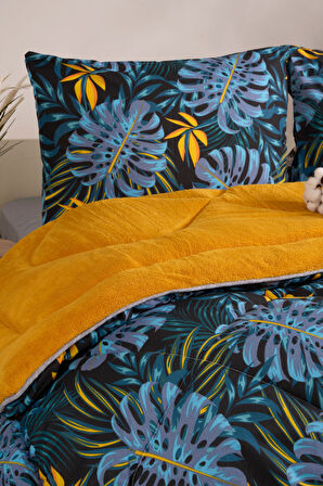 ETE HOMETEX ÇİFT KİŞİLİK LÜX WELSOFT YORGAN SETİ 195X215CM MONESTERA HARDAL 8696474231954