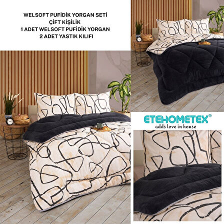 ETE HOMETEX ÇİFT KİŞİLİK LÜX WELSOFT YORGAN SETİ 195X215CM EFEKT ANTRASİT 8696474231963