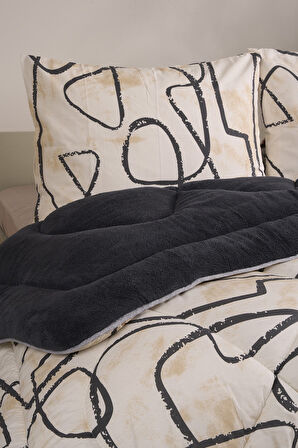 ETE HOMETEX ÇİFT KİŞİLİK LÜX WELSOFT YORGAN SETİ 195X215CM EFEKT ANTRASİT 8696474231963