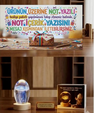 Ahşap altlıklı ışıklı küre(dilediğiniz notu hediye paketi üzerine yazılı şeklinde gönderim yapılmaktadır)