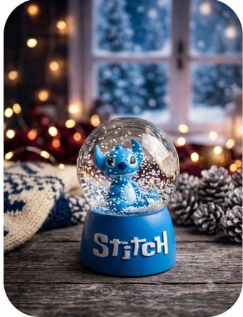 Stitch Işıklı Kar Küresi - 9 cm x 6 cm - Mavi Hediyelik-Dekoratif Kar Küresi(mesajla bildirmeniz halinde dilediğiniz not u hediye paketi üzerine yazılıp gönderim yapılmaktadır)