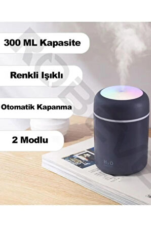 H2o Humidifier 300 Ml Işıklı Hava Nemlendirici Buhar Makinesi Ve Aroma Difüzörü