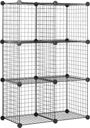 Dekoratif Tel Kafes Tasarımlı 6 Bölmeli Raf - Çok Amaçlı Tel Dolap