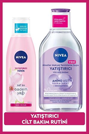 NIVEA Yatıştırıcı Micellar Makyaj Temizleme Suyu 400ml Ve Aqua Rose Nemlendirici Tonik 200ml, Hassas Cilt, Yüz Bakım