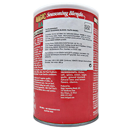 Magic Seasoning Blends Fajita Baharatı 680 Gr
