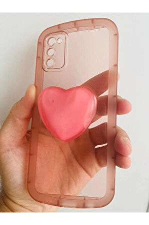 Samsung Galaxy A03S Kamera Korumalı Popsocketli Pembe Kılıf