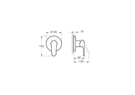 Artema Root Round A4272826 Ankastre Duş Bataryası, Sıva Üstü, Bakır