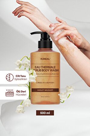 Nemlendirici ve Arındırıcı Tanecikli Vücut Yıkama Jeli Kundal Scrub Body Wash 500ml (Violet Muguet)