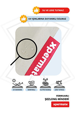 XPERMATE Ultra Kalın Şezlong Minderi Fermuarlı Su Geçirmez Kumaş Katlanır Şezlong Minderi Katlanabilir Plaj Minderi 60x180x7 Bej