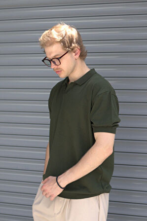 HYMAN Erkek Oversize Polo Yaka Triko T-Shirt