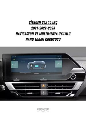 Citroen C4x 10 İnç 2021 2022 2023 Navigasyon ve Multimedya Uyumlu Nano Ekran Koruyucu