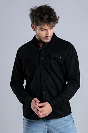 Çift Cep Kapaklı Mevsimlik Süet Gömlek XC U16463