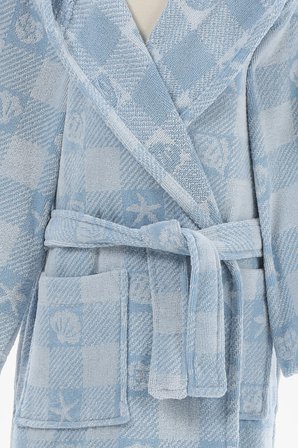 Özdilek Shell Plaid Kapüşonlu Kadife Çocuk Bornozu 5/6 Yaş