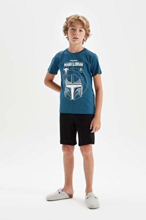 DeFacto Erkek Çocuk Star Wars-Mandalorian Pijama Takımı Kısa Kollu Üst Şort C5503A824SMBE785