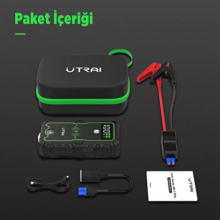 UTRAI JS-1 Pro 16000mAh 2500A Jump Starter Taşınabilir Akü Takviye Cihazı ( Kablosuz Şarj + Pusula + Çanta + Led lamba + Powerbank )