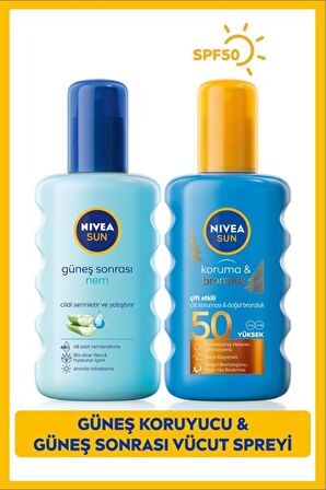 Nivea SUN Nemlendirici Güneş Sonrası Spreyi 200ml, Yüksek Koruma ve Bronzluk Güneş Spreyi SPF50 200ml