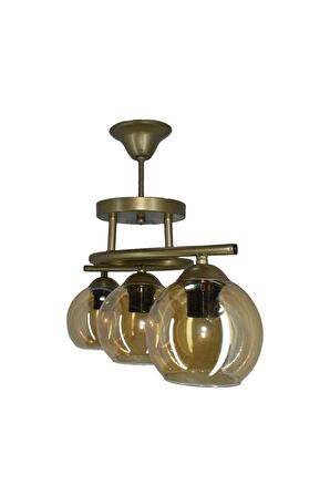 Fuji Eskitme 3'lü Bal Camlı Avize | Kaliteli Modern Metal Avize