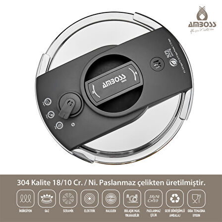 Amboss Eniomatik Çelik Klipso 6 lt Düdüklü Tencere