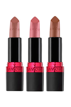 Avon Ultra Mat Ruj Paketi Marvellous Mocha, Nude Suede ve Pure Pink