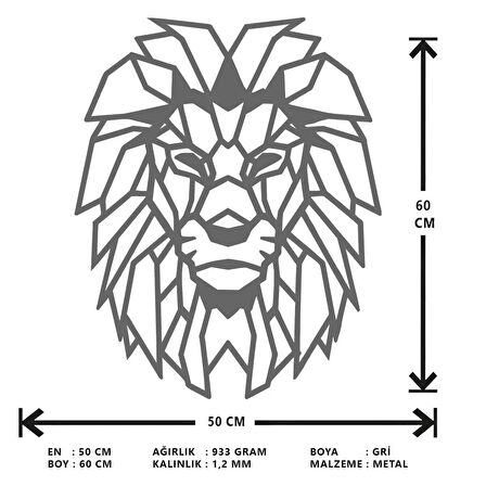 ANSAC METAL Aslan Metal Duvar Tablosu 50x60cm Gri