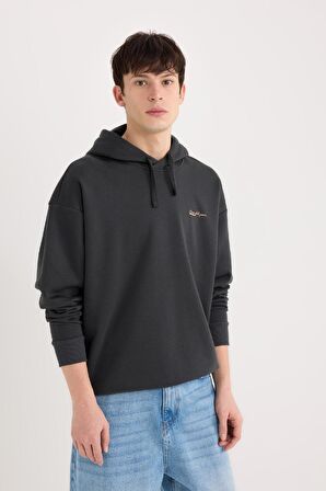 DeFacto Boxy Fit Kapüşonlu Sırt Baskılı Sweatshirt D0854AX24AUAR221