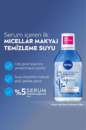 Nivea Yenileyici Micellar Makyaj Temizleme Suyu 400ml, Serum İçerikli, Pantenol, Yorgun Görünen Ciltler