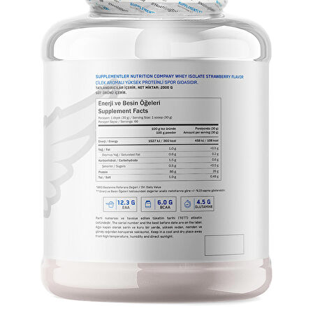 Supplementler.com Whey Isolate 2000 Gr - ÇİLEK