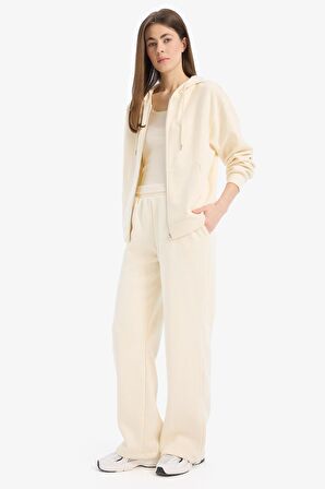 DeFacto Straight Fit Kalın Eşofman Altı Cepli Beli Lastikli Basic Düz Yüksek Bel Geniş Bol Paça B8571AX25SPBG759