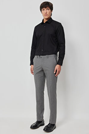Erkek Gri Slim Fit Dar Kesim Esnek Klasik Pantolon