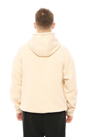 defy's Erkek Oversize Kapüşonlu Sweatshirt Bej Melanj