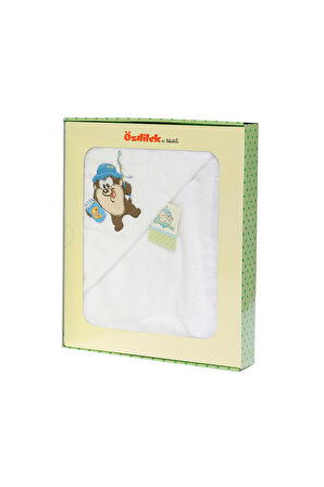 Özdilek Tazmania Lisans Nakışlı Bambu Bebek Pelerini Beyaz 80x80